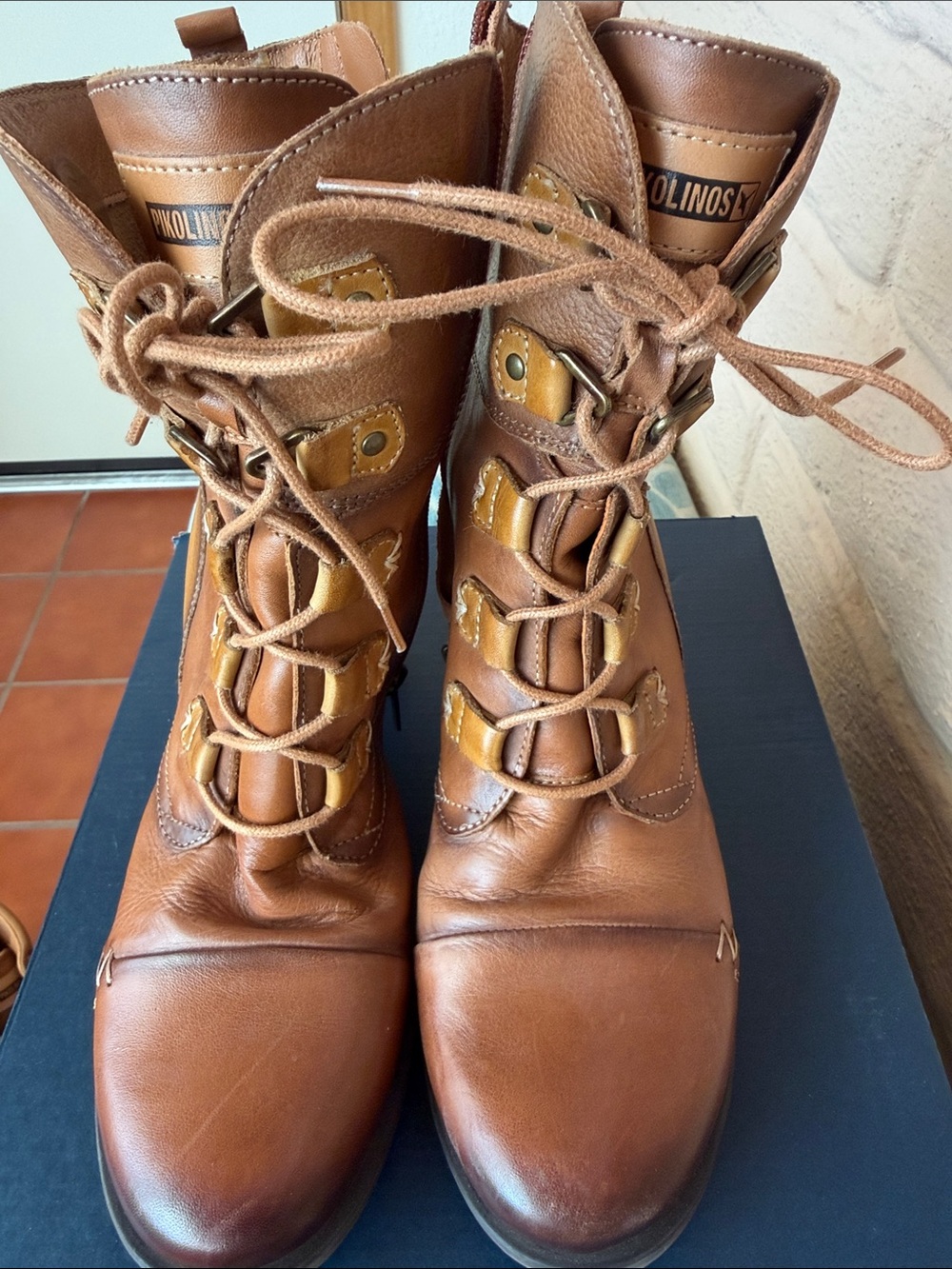 PIKOLINOS Brown Leather Lace-Up Women's Boots